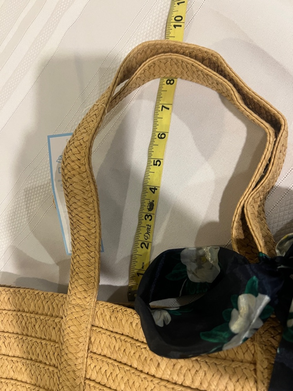 Draper James everyday Straw Tote Bag with Floral Scarf NEW - Picture 11 of 12